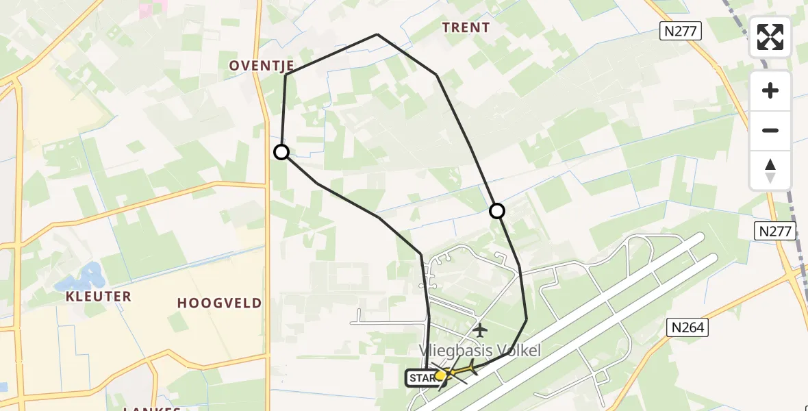 Routekaart van de vlucht: Lifeliner 3 naar Vliegbasis Volkel, Zeelandsedijk