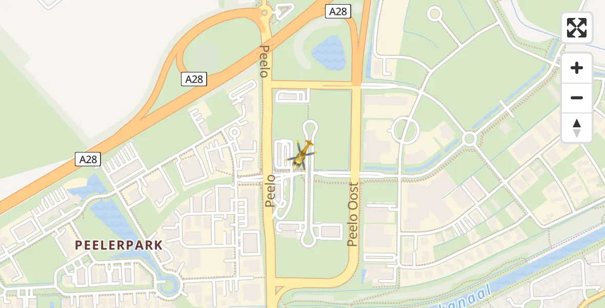 Vluchtroute Traumahelikopter van Assen naar Assen