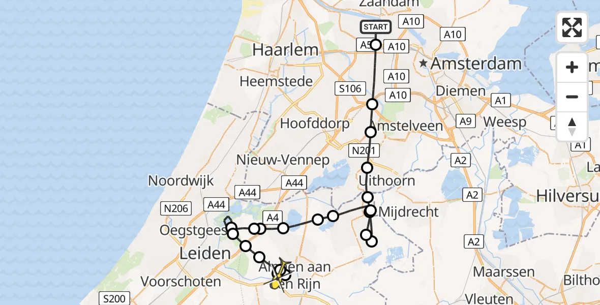 Routekaart van de vlucht: Lifeliner 1 naar Alphen aan den Rijn, Maatschapslaan