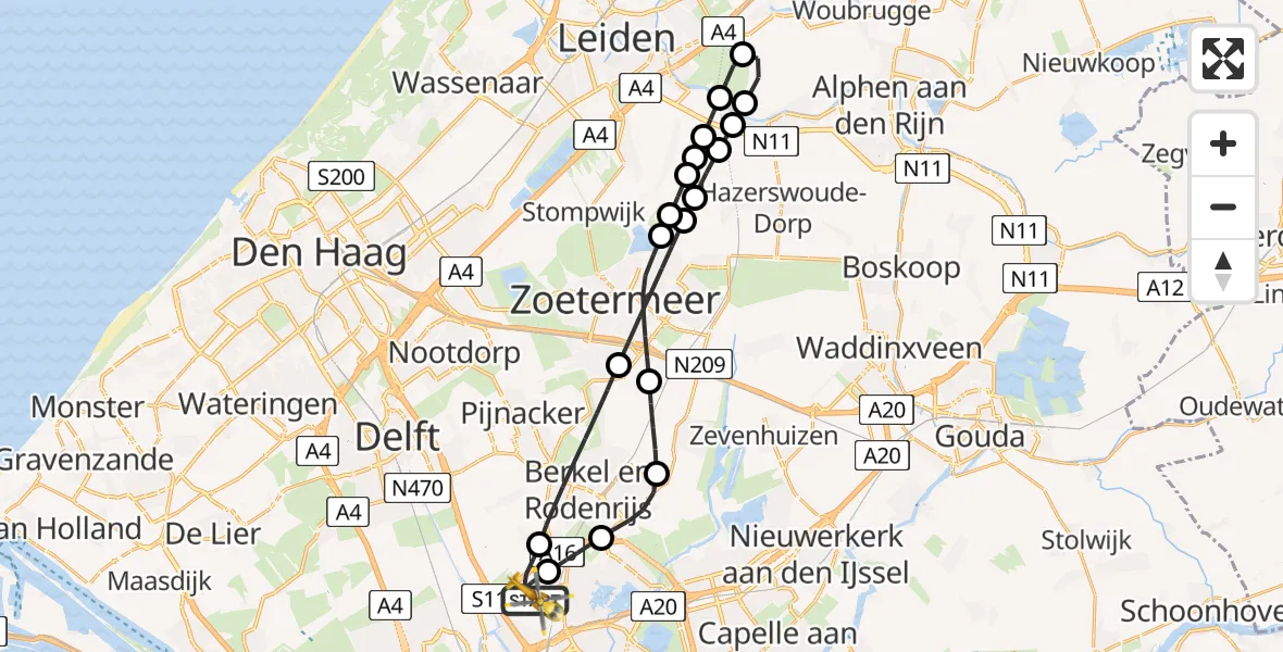 Vluchtroute Traumahelikopter Rotterdam The Hague Airport - Rotterdam The Hague Airport, 01 januari 2026, 02:43