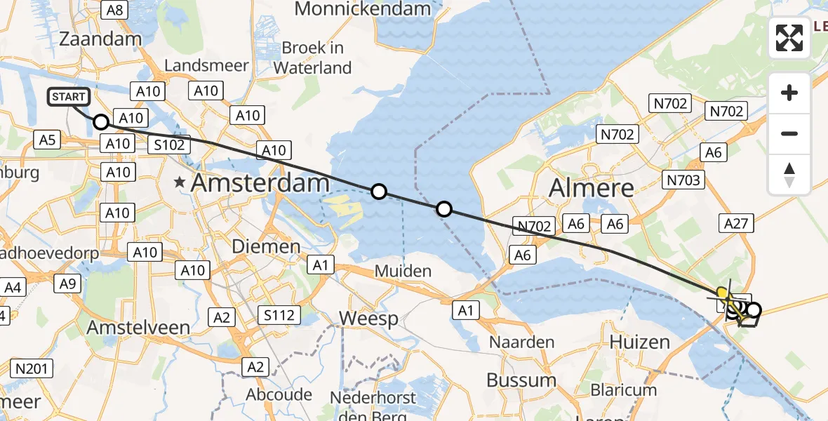 Routekaart van de vlucht: Lifeliner 1 naar Almere, Stichtseweg