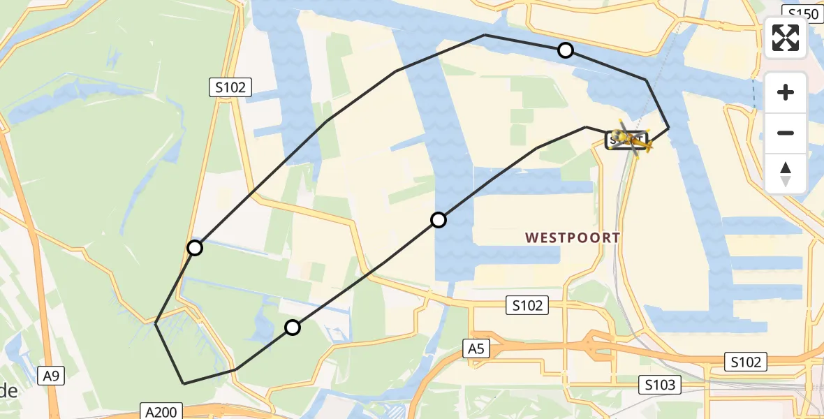 Vluchtroute Traumahelikopter Amsterdam Heliport - Amsterdam Heliport, 01 januari 2026, 09:54