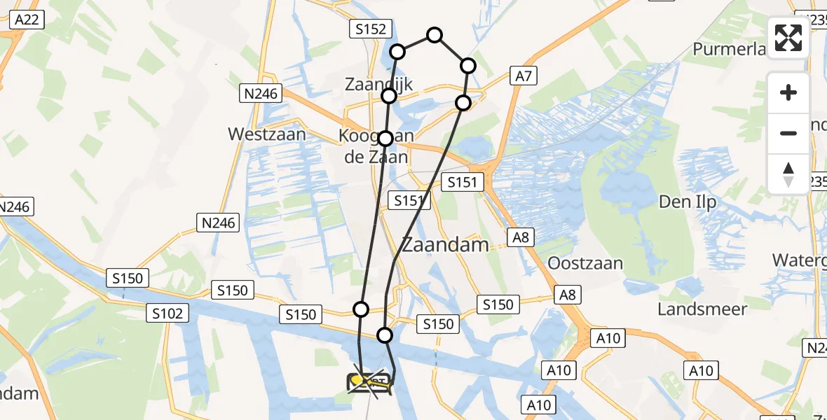 Routekaart van de vlucht: Lifeliner 1 naar Amsterdam Heliport, Hornweg