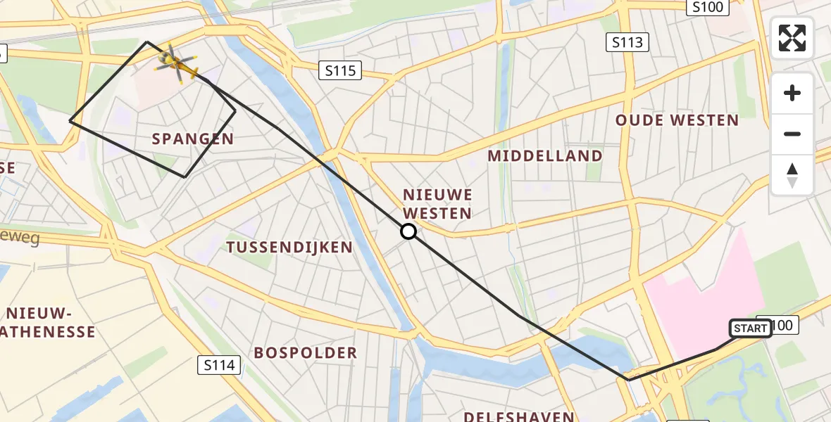 Vluchtroute Traumahelikopter Erasmus MC - Rotterdam, 01 januari 2026, 13:08