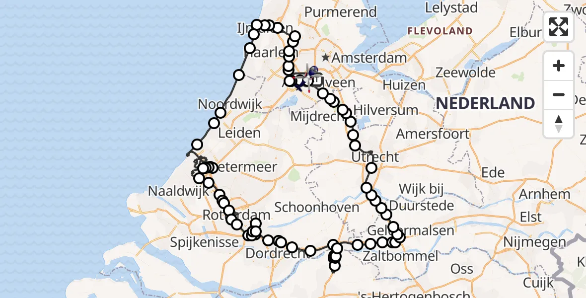 Vluchtroute Politiehelikopter van Schiphol naar Schiphol