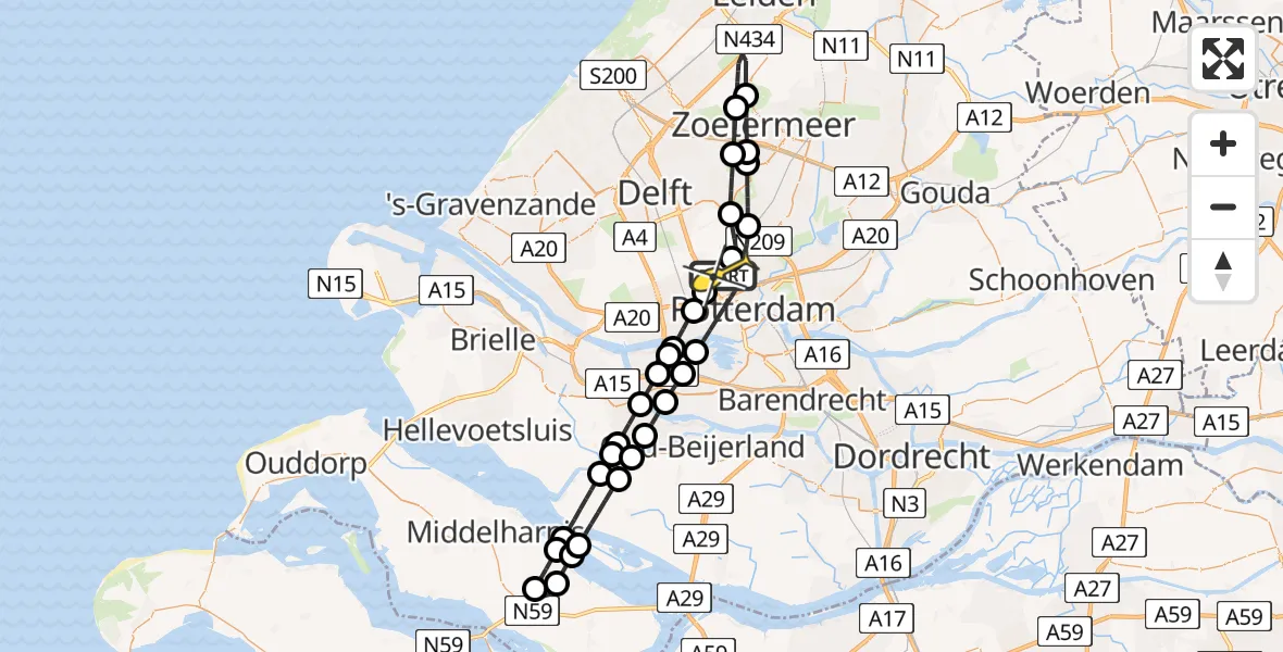 Routekaart van de vlucht: Lifeliner 2 naar Rotterdam The Hague Airport, Brandenburgbaan