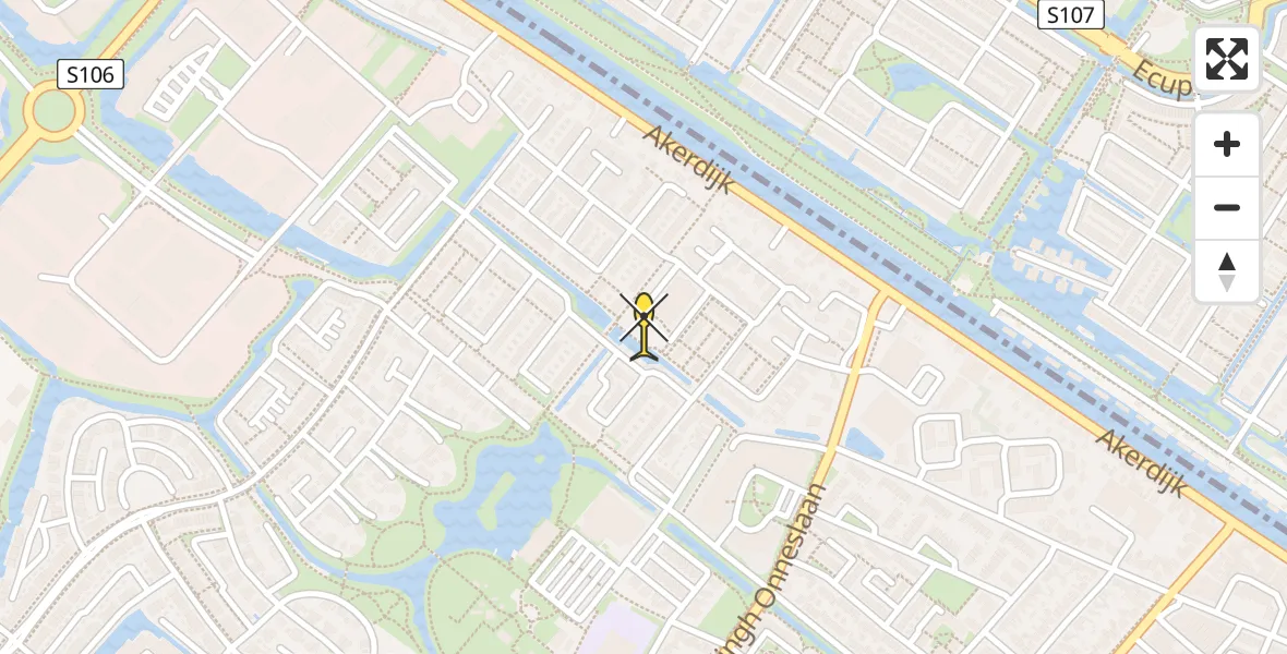 Vluchtroute Traumahelikopter van Badhoevedorp naar Badhoevedorp