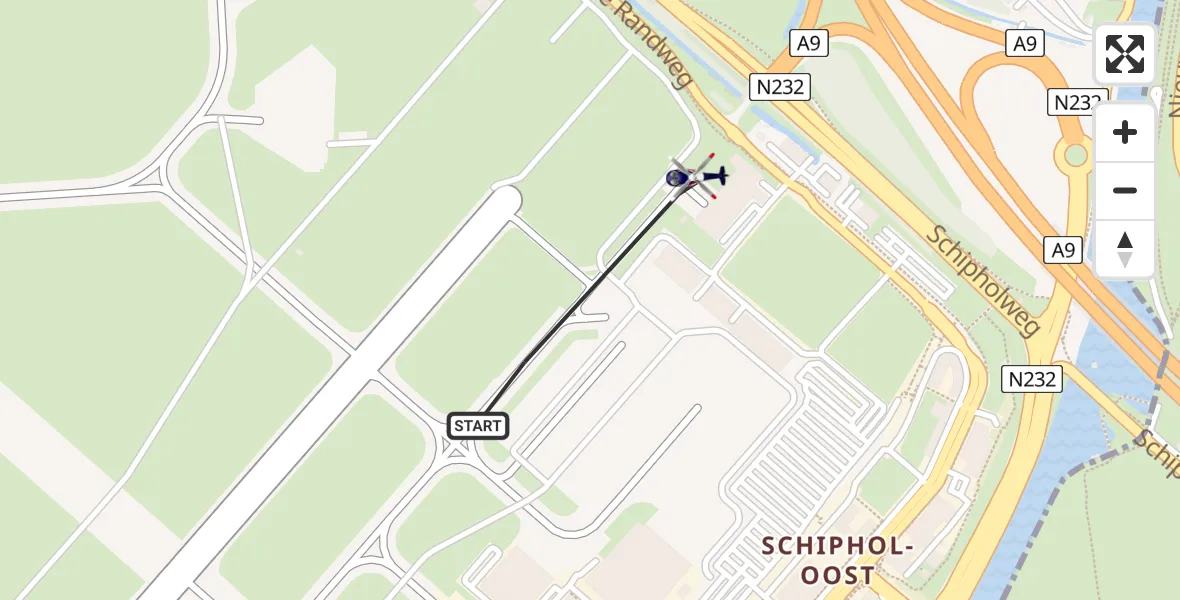Vluchtroute Politiehelikopter van Schiphol naar Schiphol