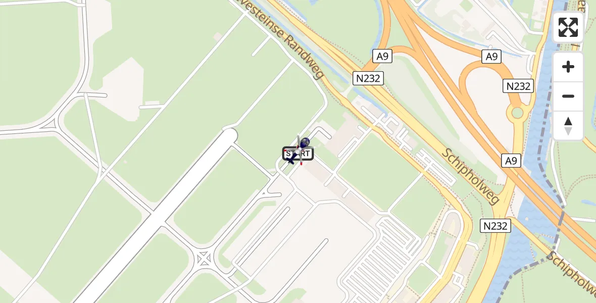 Vluchtroute Politiehelikopter van Schiphol naar Schiphol