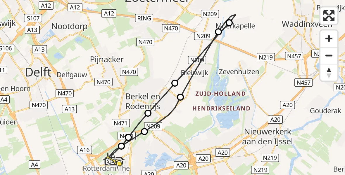 Routekaart van de vlucht: Lifeliner 2 naar Rotterdam The Hague Airport, Brandenburgbaan