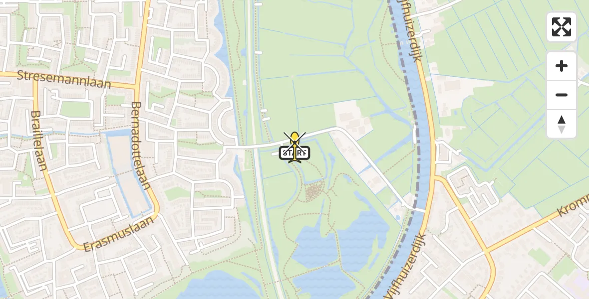 Routekaart van de vlucht: Lifeliner 1 naar Haarlem, Poelbroektuin