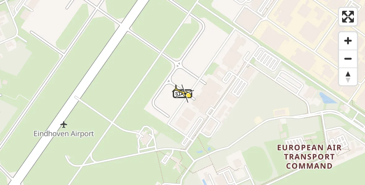 Routekaart van de vlucht: Politiehelikopter naar Eindhoven Airport, Jan Hilgersweg