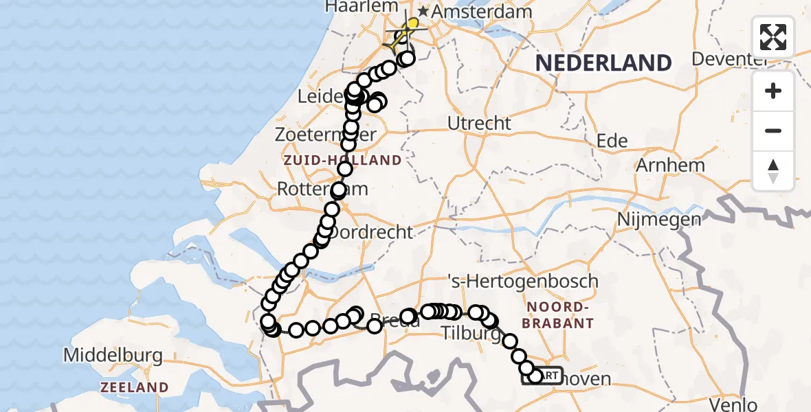 Routekaart van de vlucht: Politiehelikopter naar Schiphol, Loevesteinse Randweg