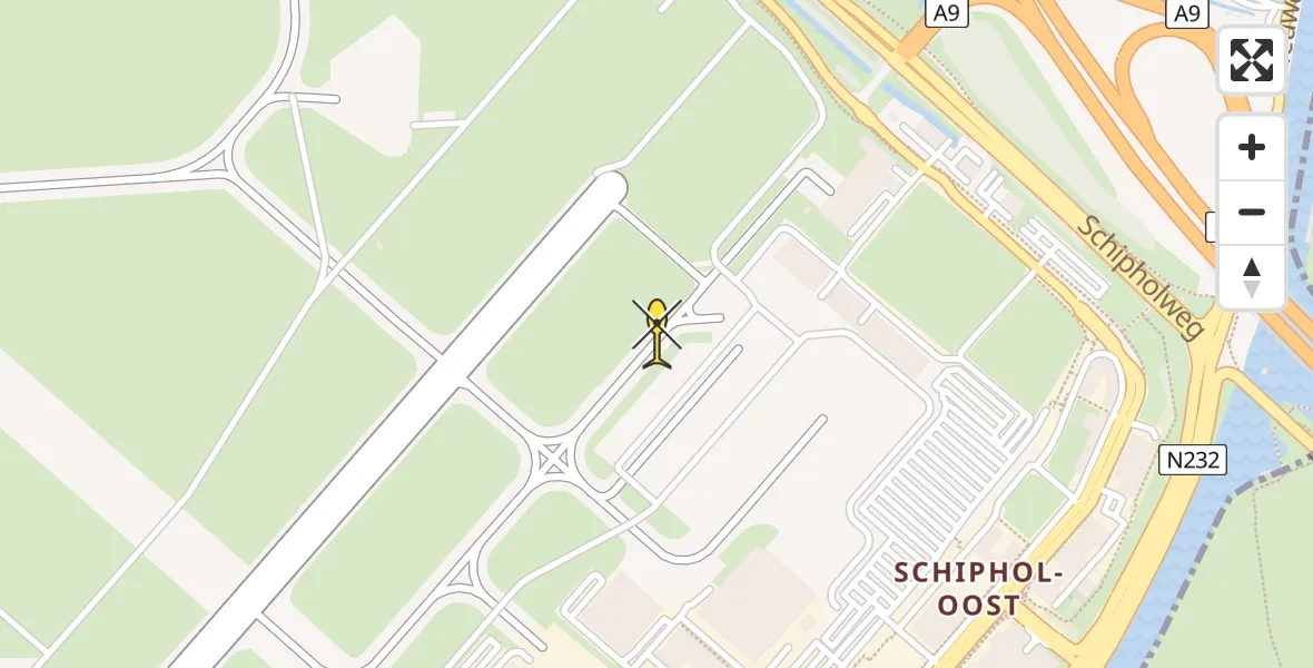 Routekaart van de vlucht: Politieheli naar Schiphol
