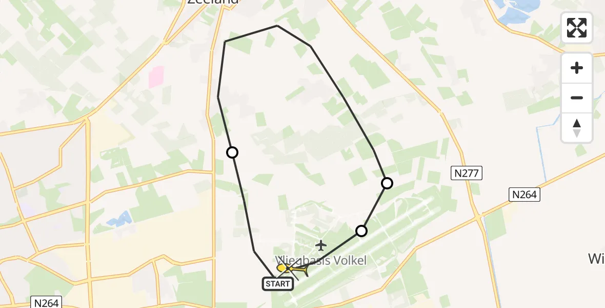Routekaart van de vlucht: Lifeliner 3 naar Vliegbasis Volkel, Zeelandsedijk
