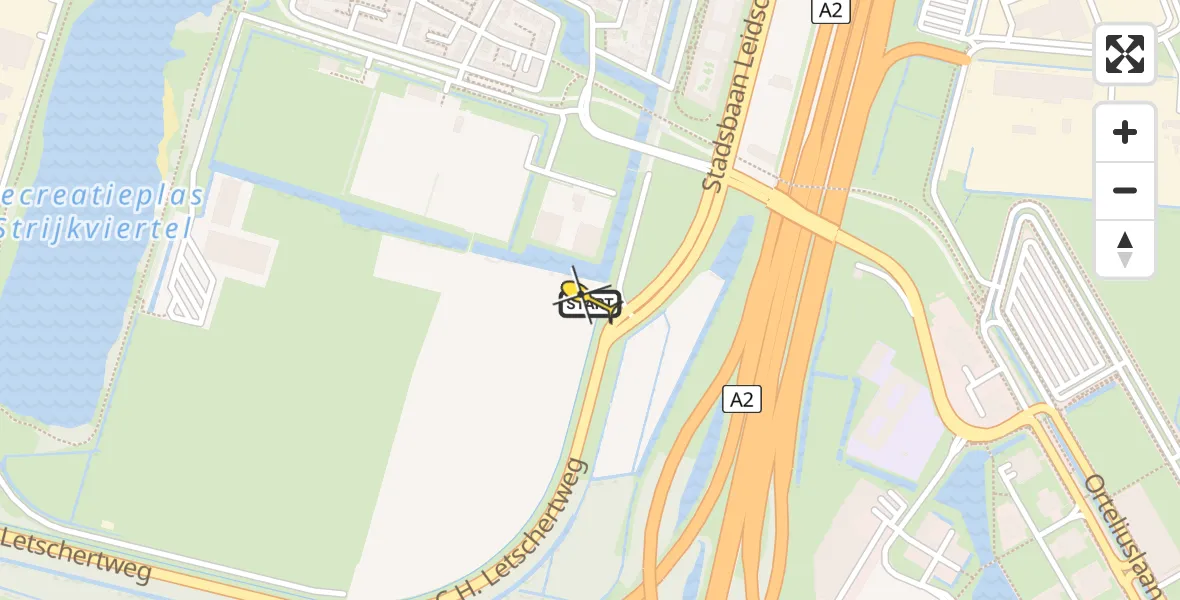 Routekaart van de vlucht: Lifeliner 1 naar Utrecht, Hickorylaan