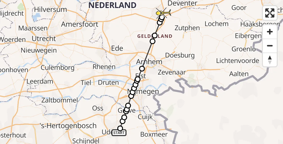 Routekaart van de vlucht: Lifeliner 3 naar Apeldoorn, Landgoedlaan