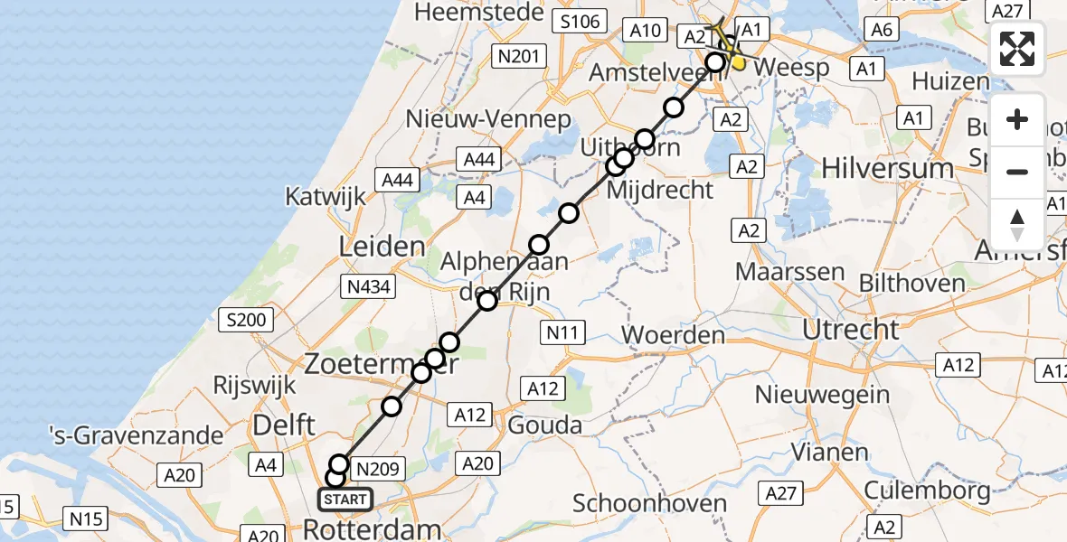 Routekaart van de vlucht: Lifeliner 2 naar Diemen, Daalwijkdreef