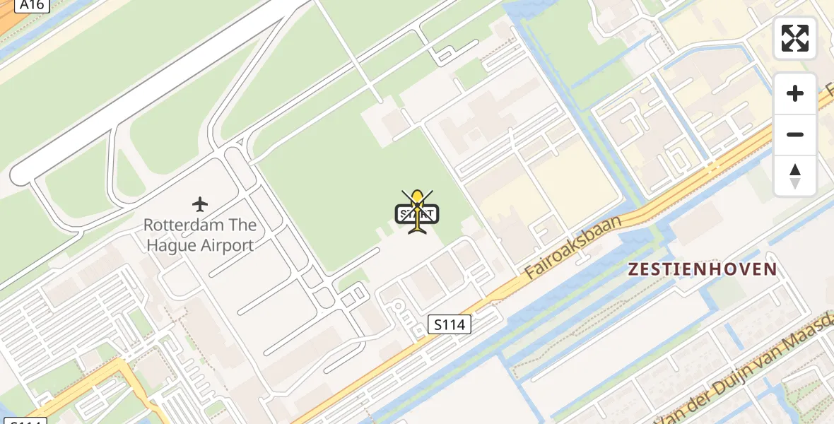 Routekaart van de vlucht: Politieheli naar Rotterdam The Hague Airport, Brandenburgbaan