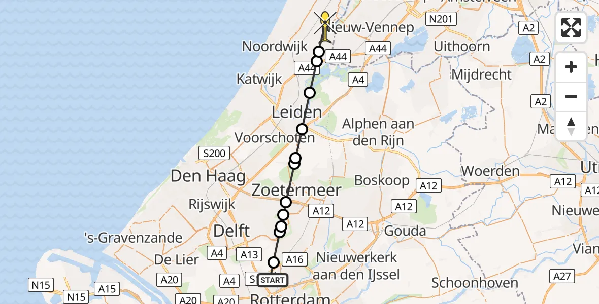 Routekaart van de vlucht: Lifeliner 2 naar Lisse, Stationsweg