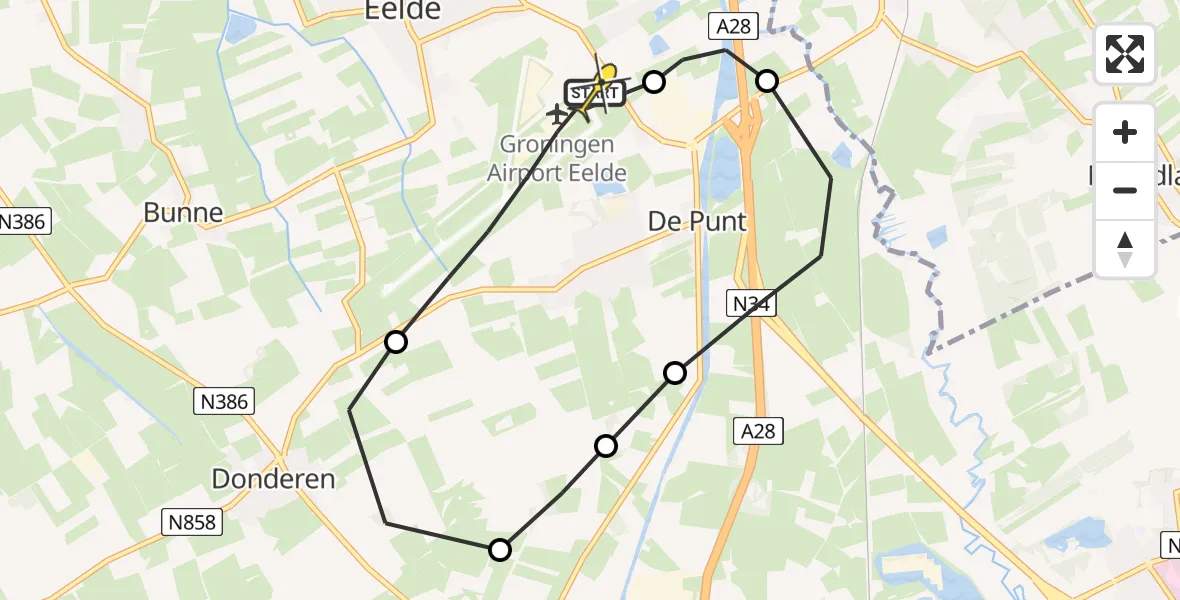 Routekaart van de vlucht: Lifeliner 4 naar Groningen Airport Eelde, Machlaan