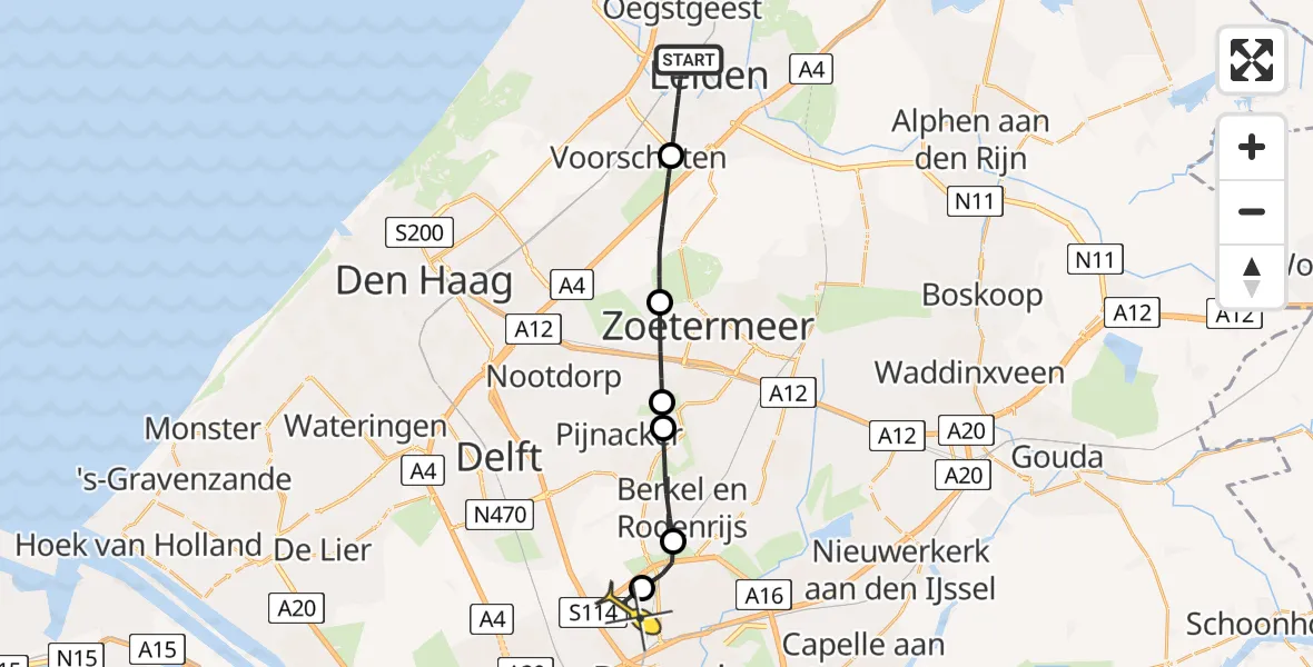 Routekaart van de vlucht: Lifeliner 2 naar Rotterdam The Hague Airport, Brandenburgbaan