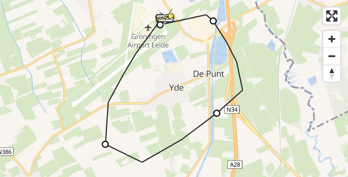 Routekaart van de vlucht: Lifeliner 4 naar Groningen Airport Eelde, Machlaan