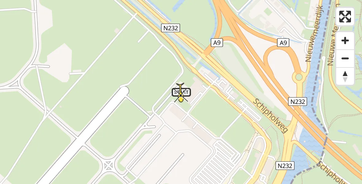 Routekaart van de vlucht: Politiehelikopter naar Schiphol, Walaardt Sacréstraat