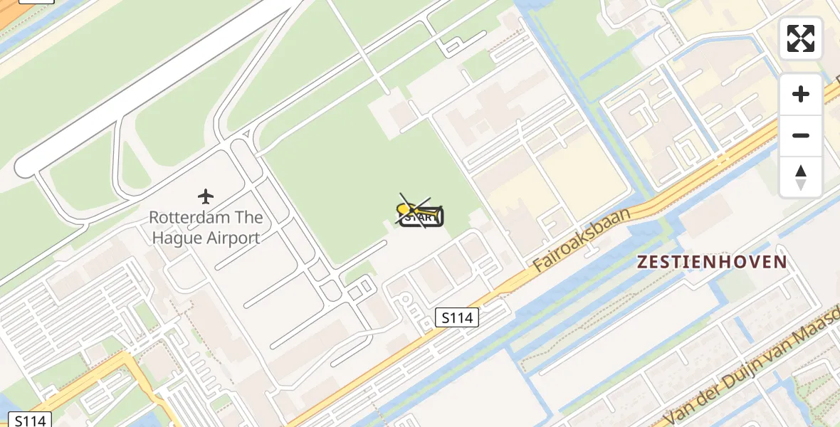 Routekaart van de vlucht: Politieheli naar Rotterdam The Hague Airport, Fairoaksbaan