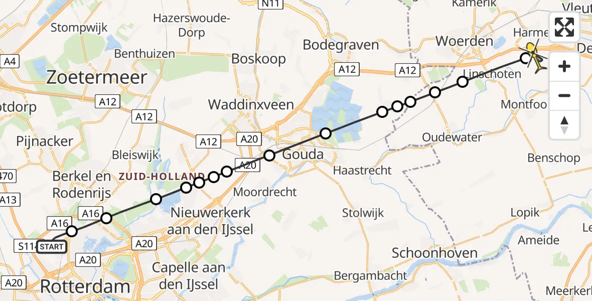 Routekaart van de vlucht: Lifeliner 2 naar Harmelen, Reijerscop