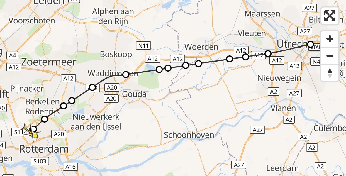 Routekaart van de vlucht: Lifeliner 2 naar Rotterdam The Hague Airport, Brandenburgbaan