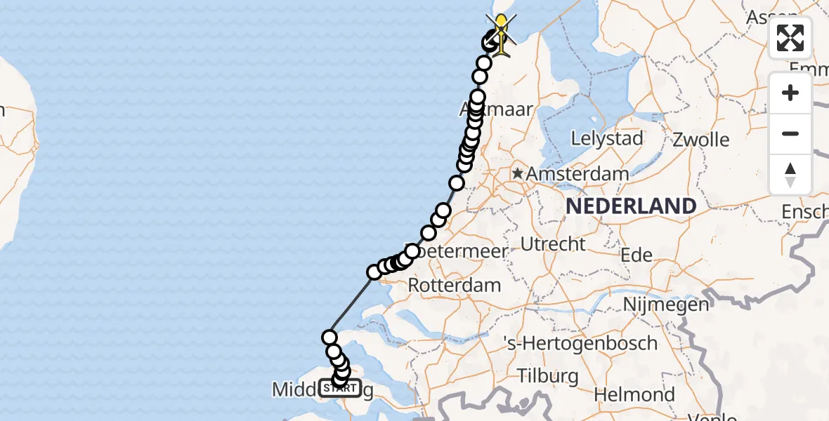 Routekaart van de vlucht: Kustwachthelikopter naar Vliegveld De Kooy, Luchthavenweg