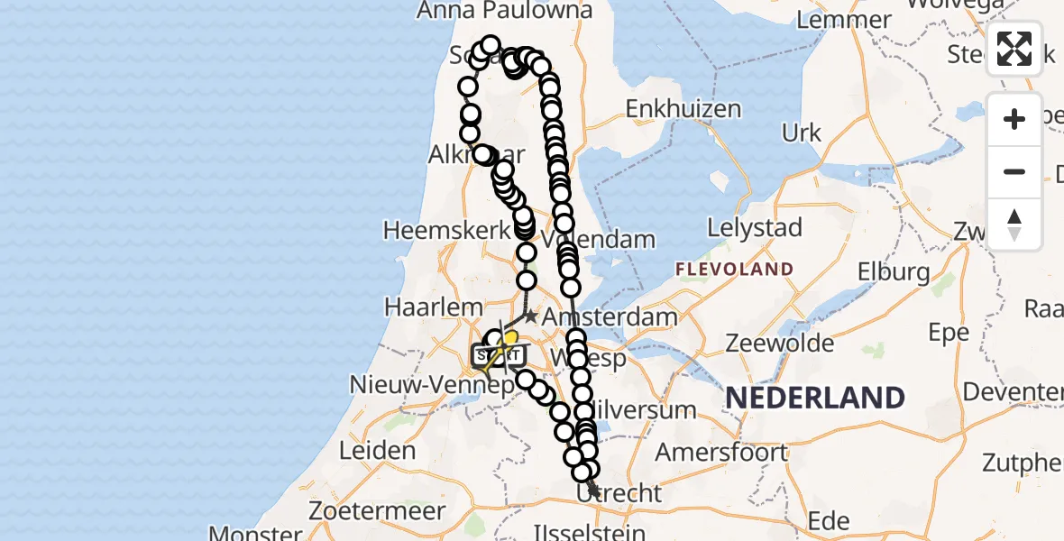 Routekaart van de vlucht: Politieheli naar Schiphol, Loevesteinse Randweg