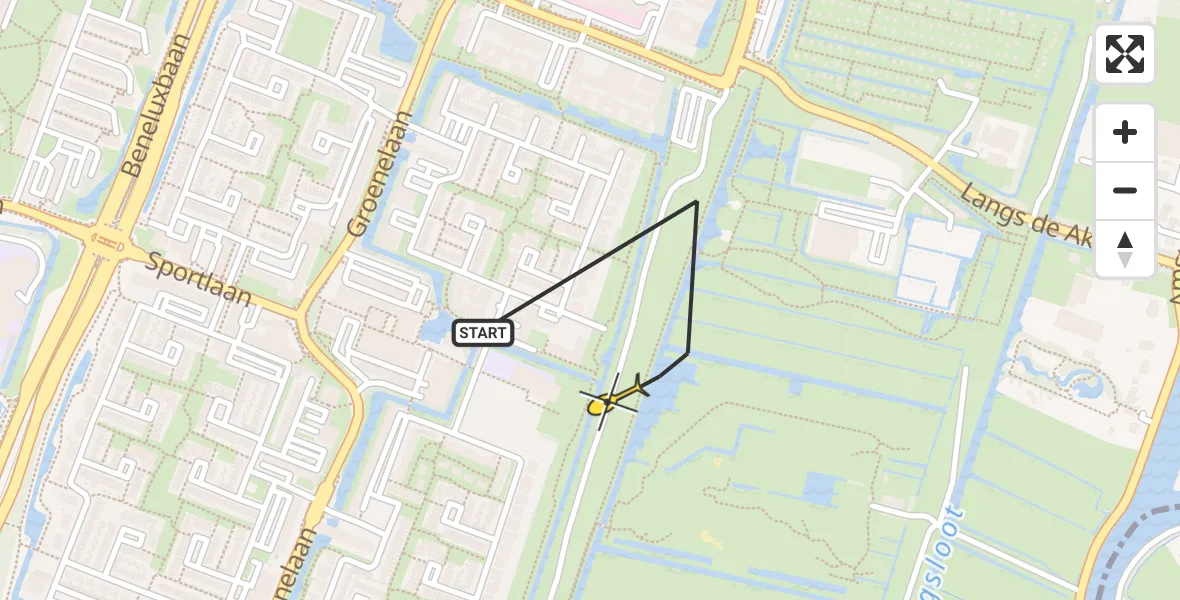 Routekaart van de vlucht: Lifeliner 1 naar Amstelveen, De Afslag