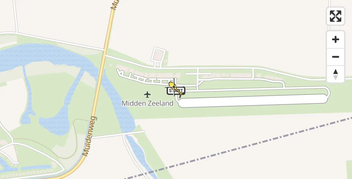 Routekaart van de vlucht: Kustwachthelikopter naar Vliegveld Midden-Zeeland, Calandweg