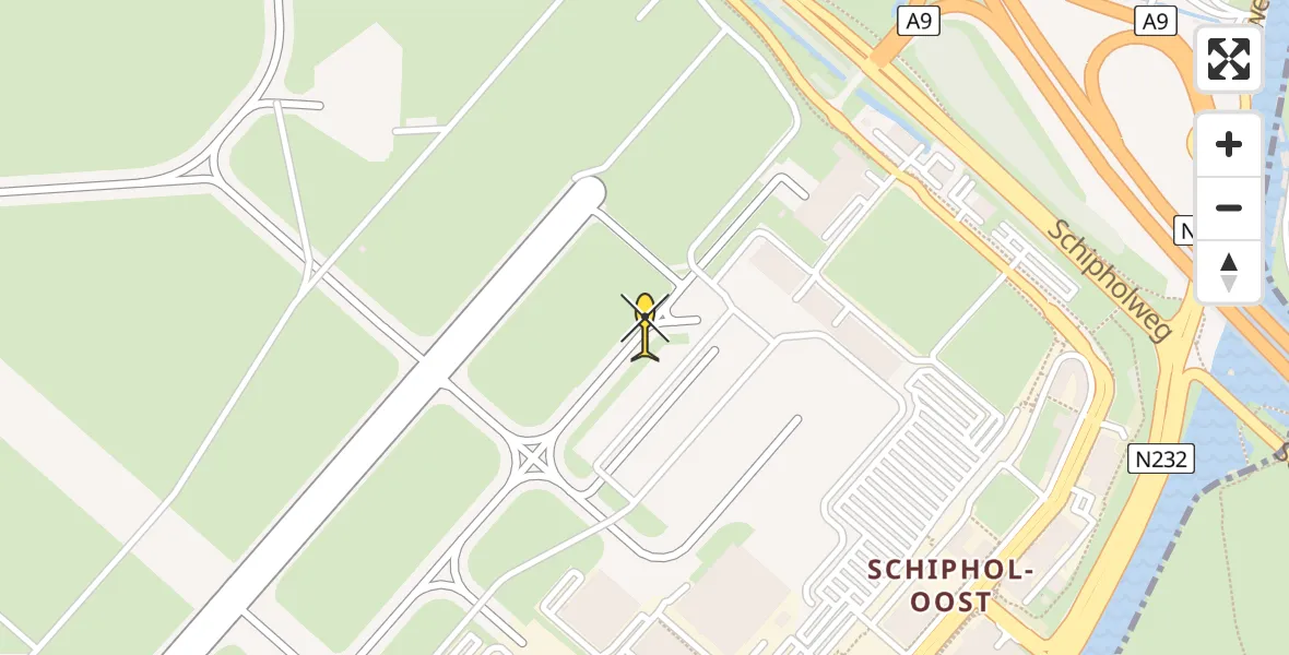 Routekaart van de vlucht: Politiehelikopter naar Schiphol