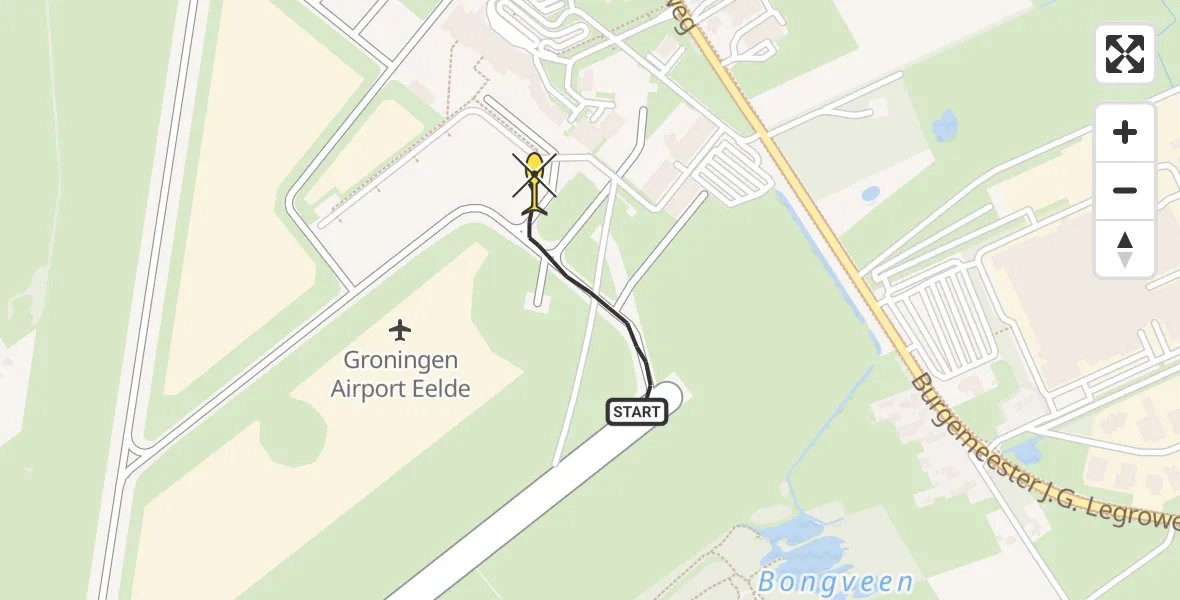 Routekaart van de vlucht: Kustwachthelikopter naar Groningen Airport Eelde, Machlaan