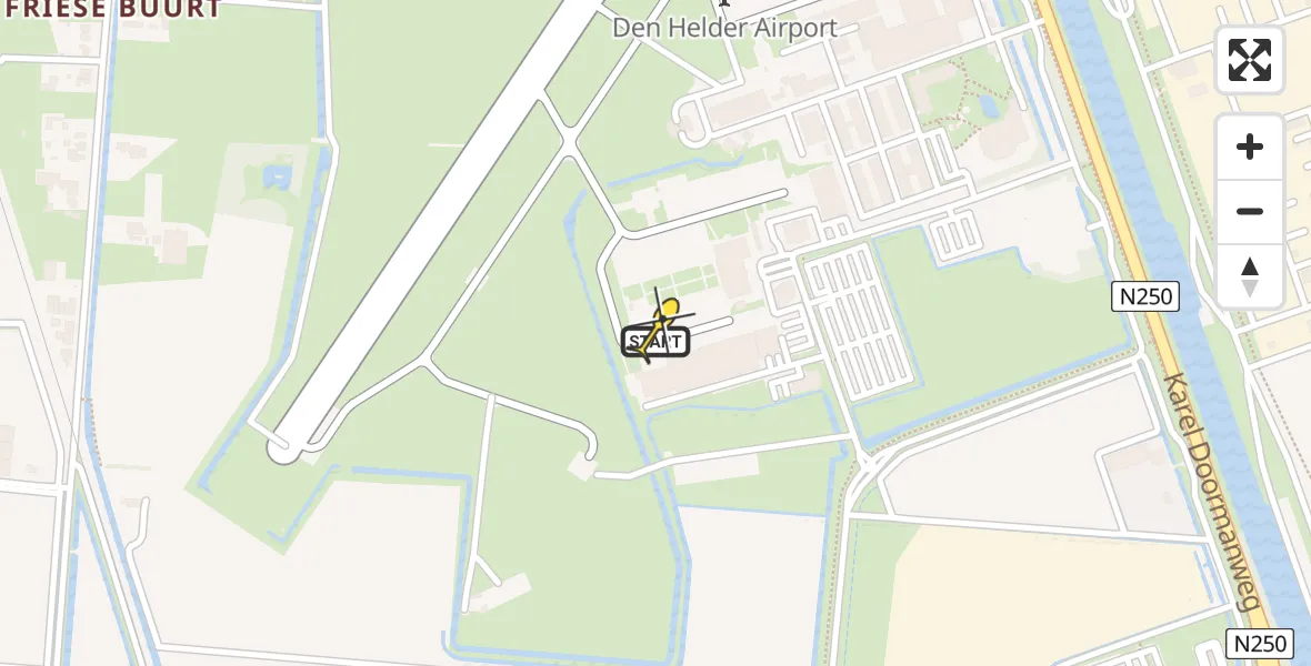 Routekaart van de vlucht: Kustwachthelikopter naar Vliegveld De Kooy, Luchthavenweg