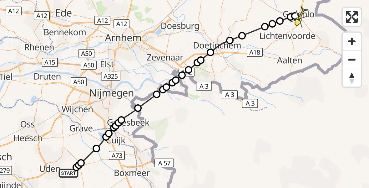 Routekaart van de vlucht: Lifeliner 3 naar Groenlo, Oude Winterswijkseweg