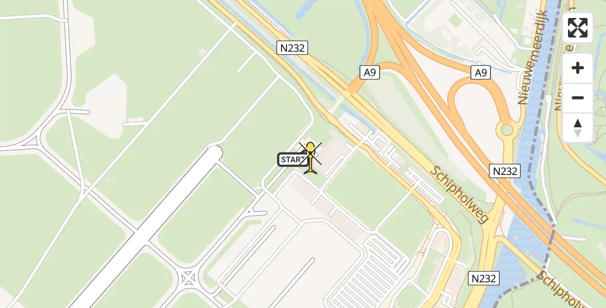 Routekaart van de vlucht: Politiehelikopter naar Schiphol, Walaardt Sacréstraat