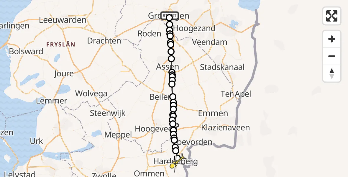 Routekaart van de vlucht: Lifeliner 4 naar Hardenberg, J.C. Kellerlaan