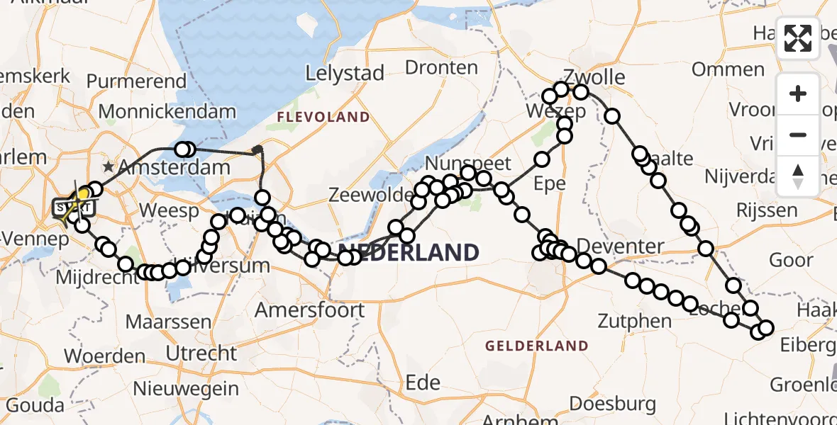 Routekaart van de vlucht: Politieheli naar Schiphol, Thermiekstraat