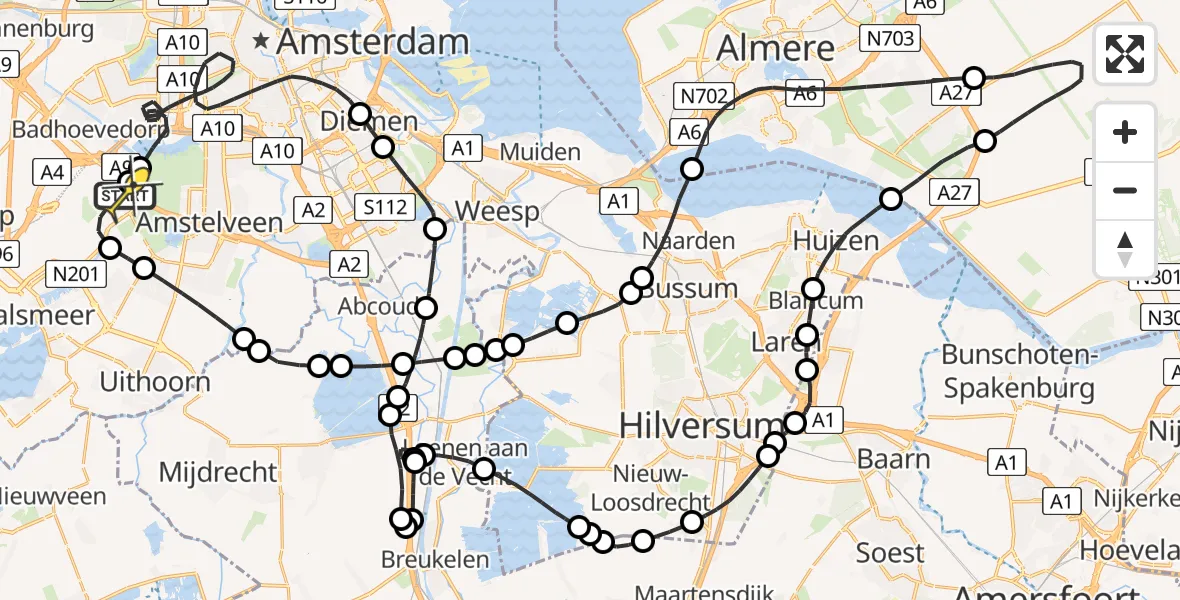 Routekaart van de vlucht: Politieheli naar Schiphol, Thermiekstraat
