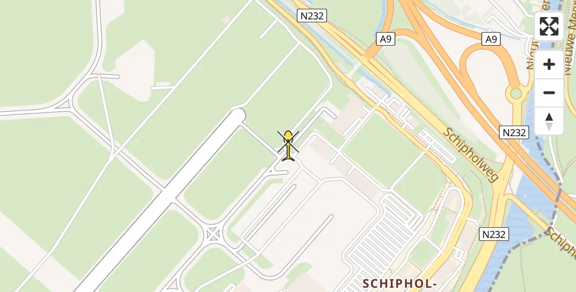 Routekaart van de vlucht: Politiehelikopter naar Schiphol
