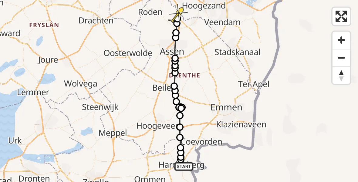 Routekaart van de vlucht: Lifeliner 4 naar Groningen Airport Eelde, Machlaan