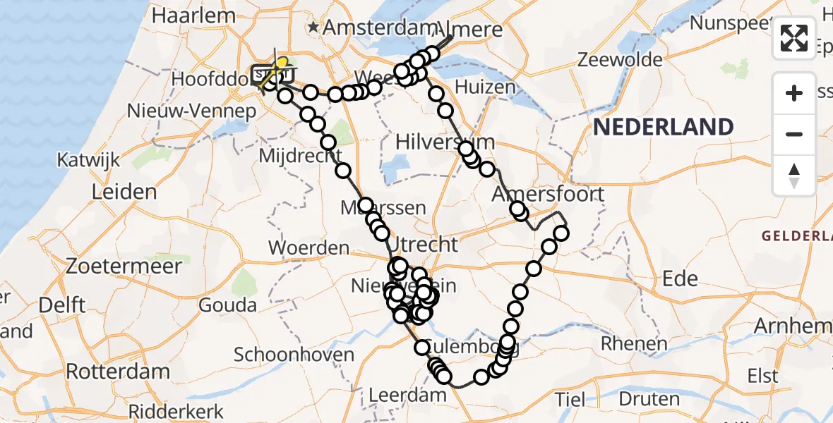 Routekaart van de vlucht: Politieheli naar Schiphol, Thermiekstraat