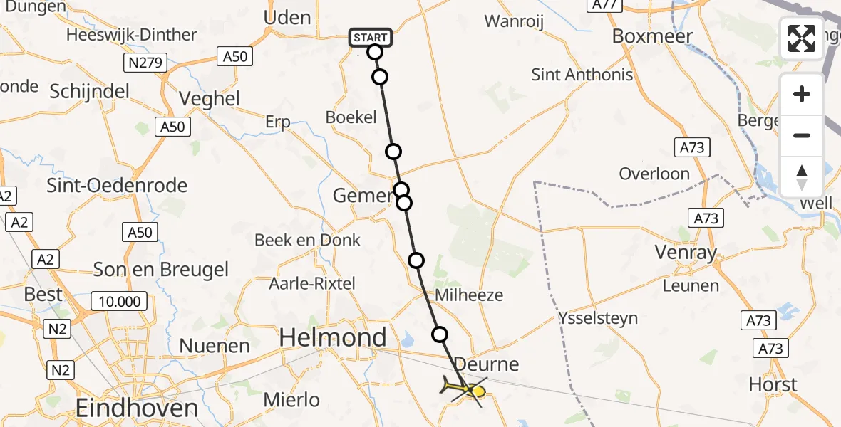 Routekaart van de vlucht: Lifeliner 3 naar Deurne, Binderendreef