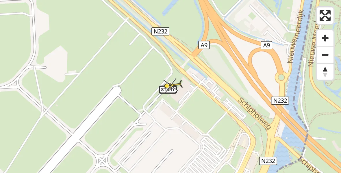 Routekaart van de vlucht: Politiehelikopter naar Schiphol, Walaardt Sacréstraat