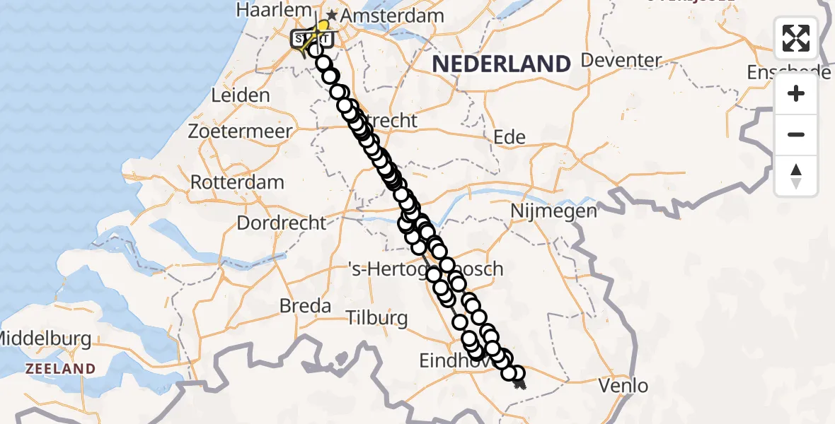 Routekaart van de vlucht: Politiehelikopter naar Schiphol, Loevesteinse Randweg