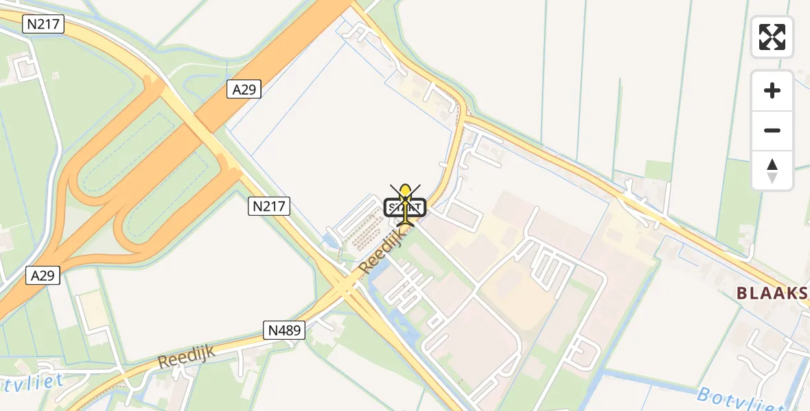 Routekaart van de vlucht: Lifeliner 2 naar Heinenoord, Reedijk